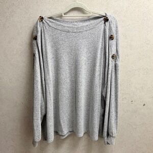 EST 1946 Womens Plus Size 26/28‎ Gray Black Flecks Button Detail Cozy Soft Top